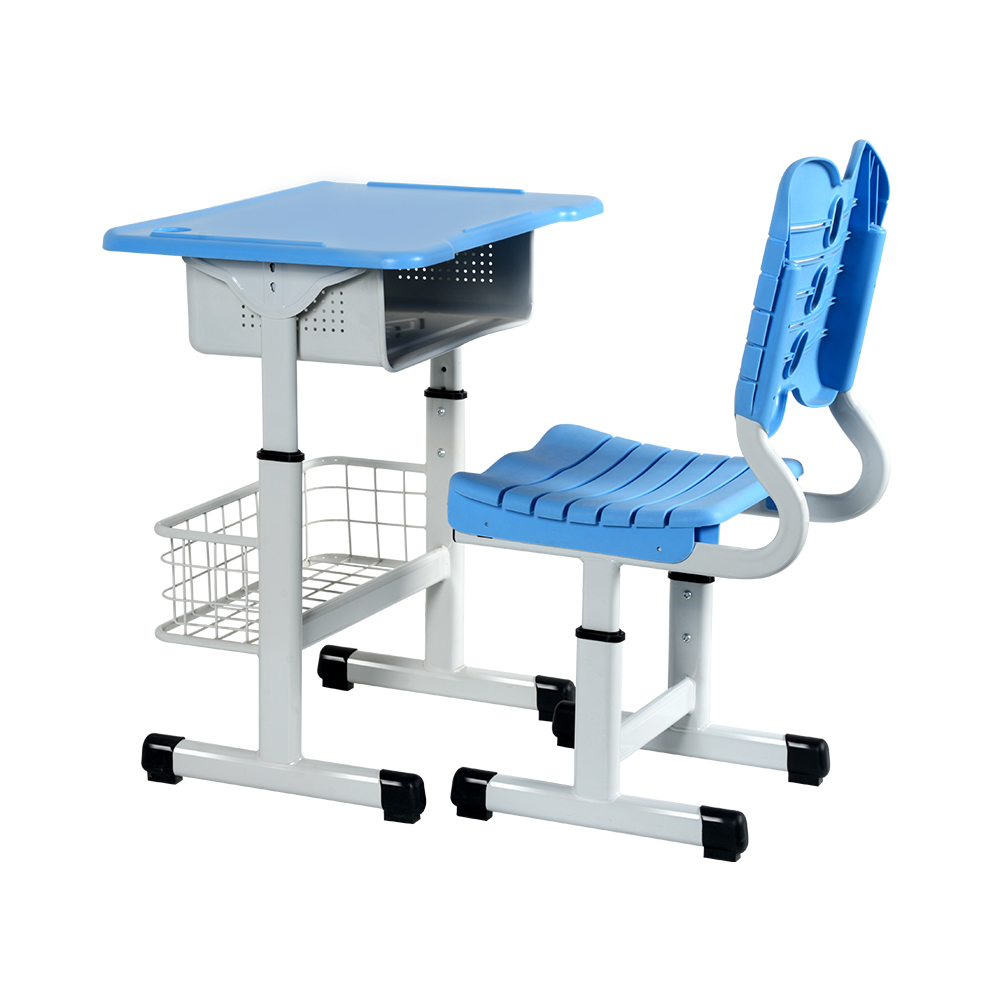 New Design Compact and Colorful School Desk and Chair With Height-Adjustable Function