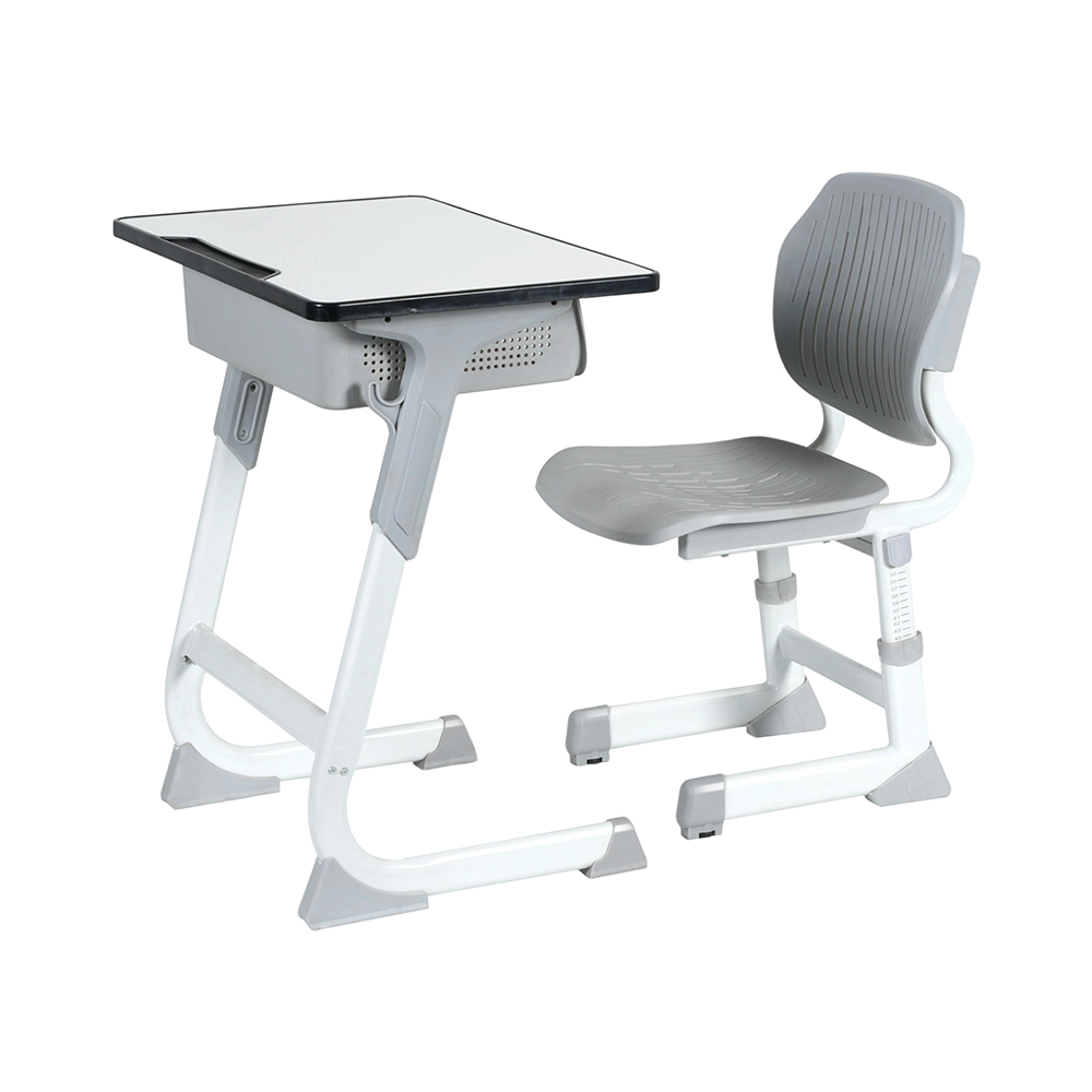 Light Green Child-friendly Height-Adjustable  Ergonomic Desk and Chair Desk and Stool With Storage Shelf
