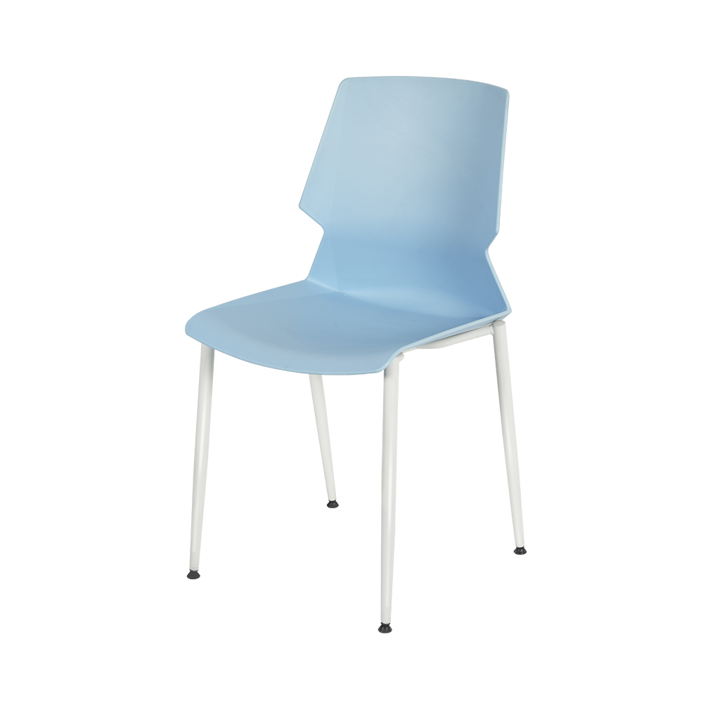 Sky-Blue Plastic School Chair with Matte White Frame