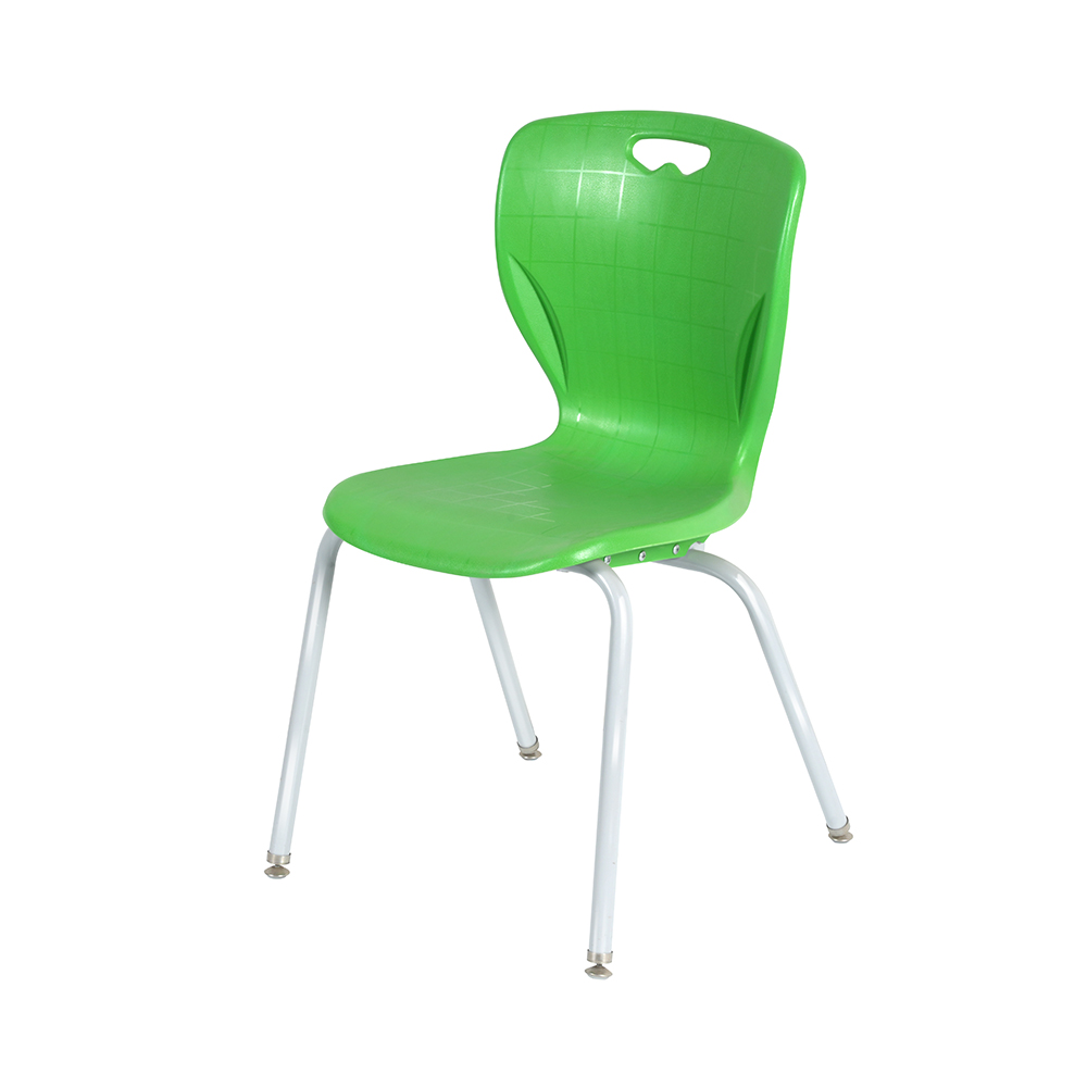 Vibrant Green Plastic School Chair with Metal Legs