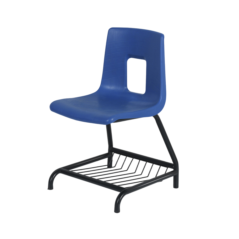 Vivid Blue Plastic School Chair with Black Metal Stand