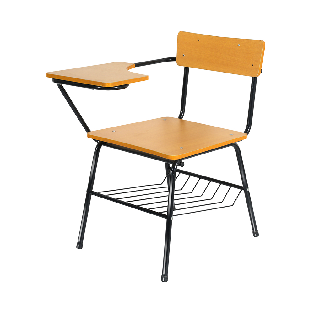 Compact Wooden Desk Chair with Storage Rack