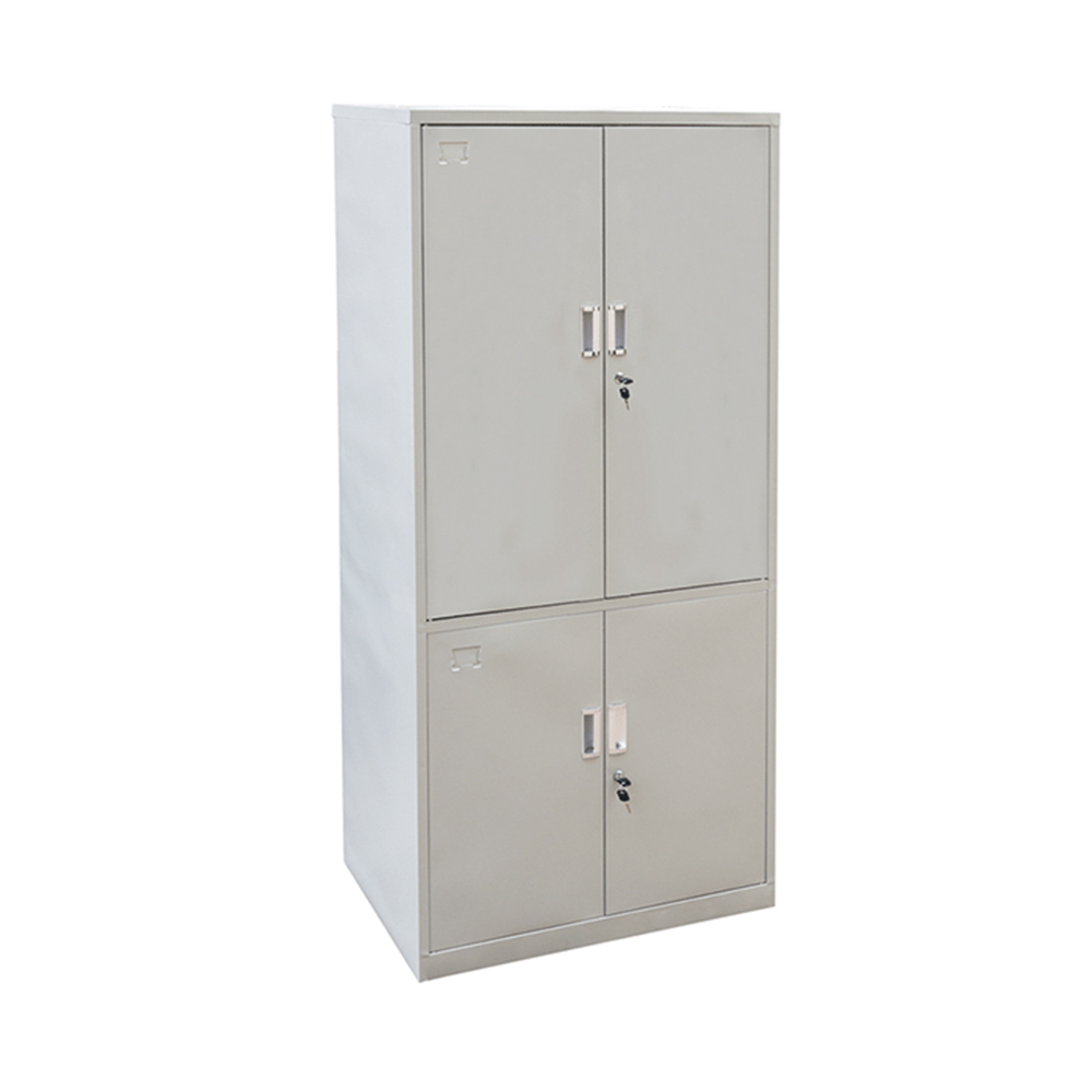 Sturdy Dual-Tier Metal Lockable Compartments Storage Cabinet