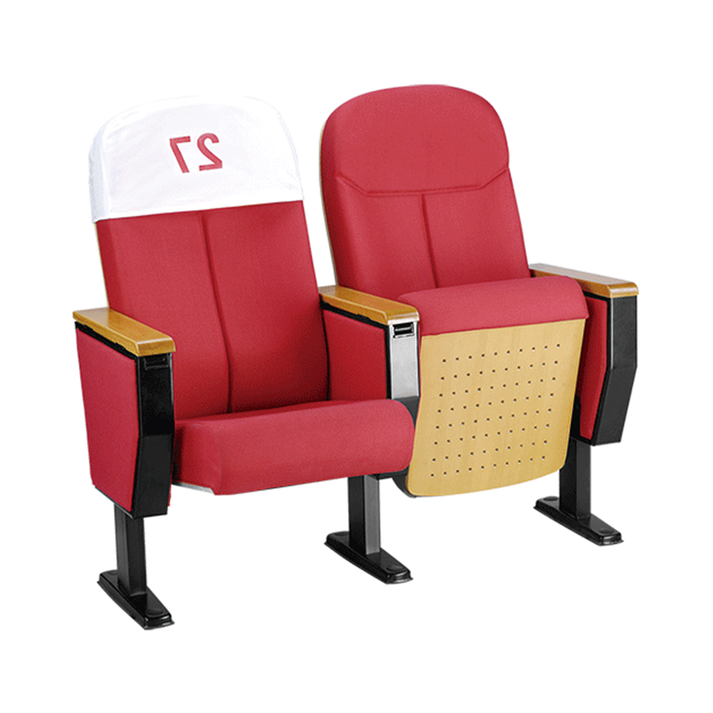 Red Auditorium Wooden Accents Luxury Soft Seat