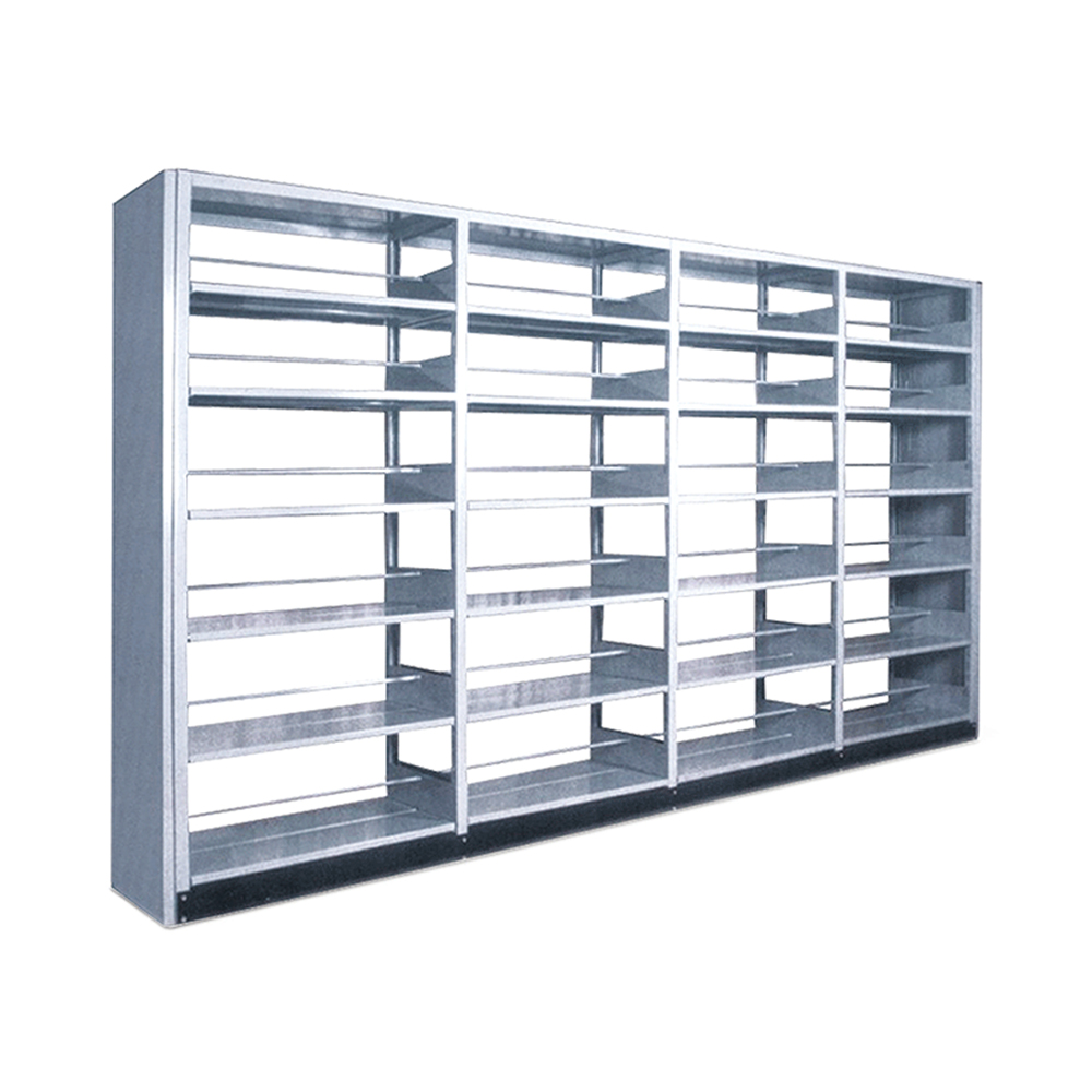 Sleek Grey Metal Frame Bookshelf for Library