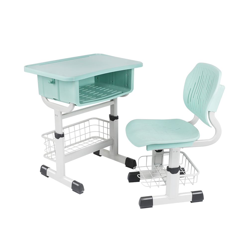 ‌Height-Adjustable Diamond-Frame Desks and Chairs with basket of School Furniture Student Desk and Chair