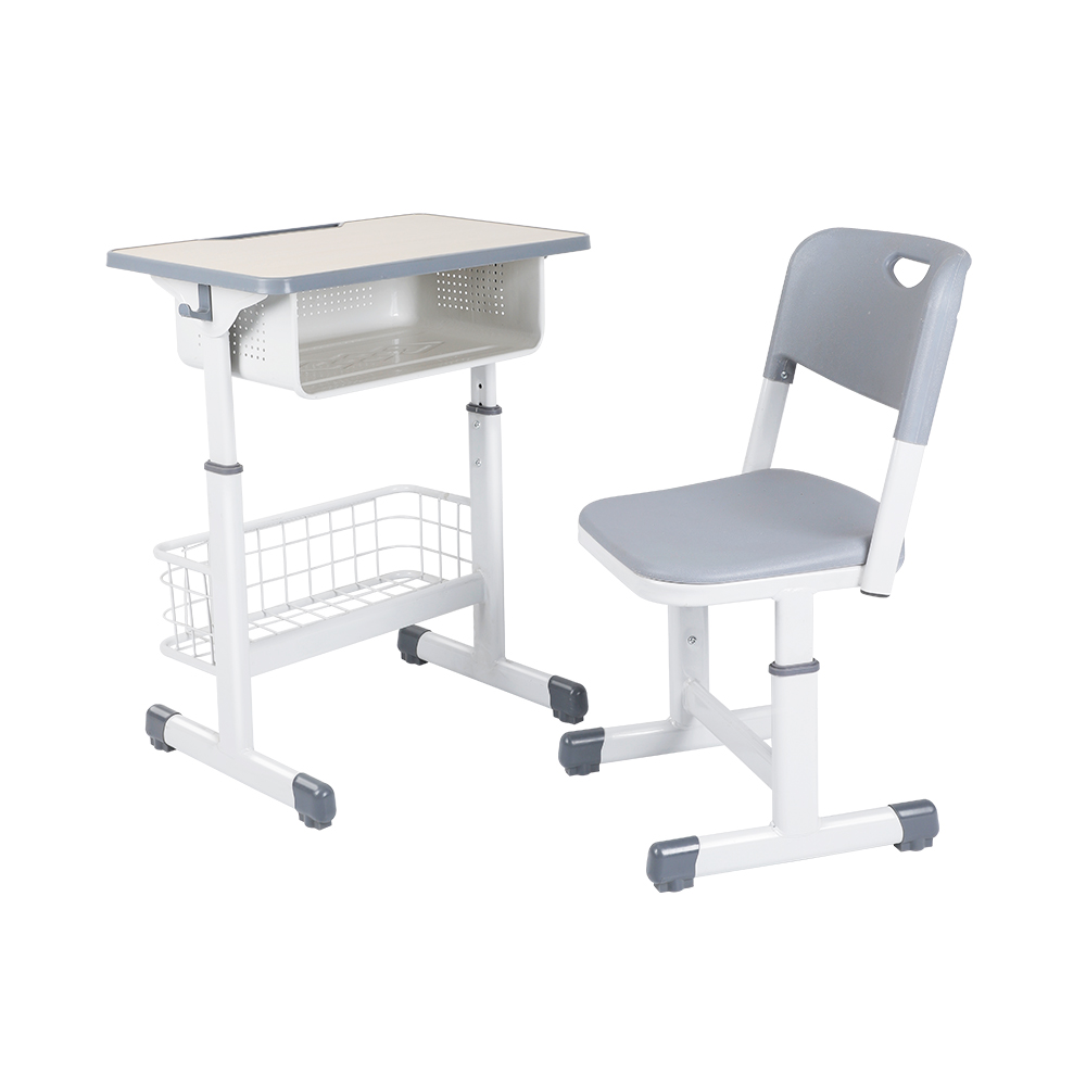 Worldwide Supply Chain Height-Adjustable School Desk with Storage Basket and Breathable Chair 