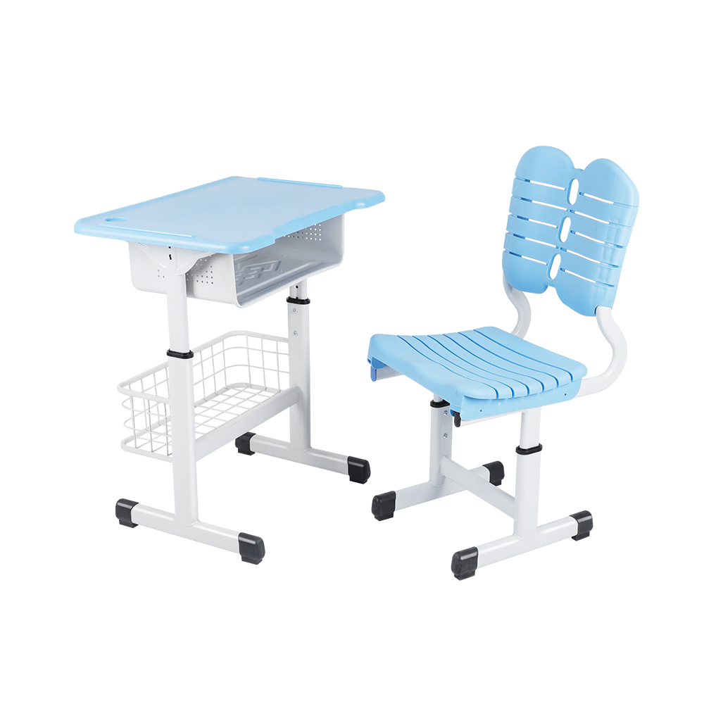 Steel Tube Frame School Desk and Chair Set with Storage Basket and Ventilated Seat Of Ergonomic Office Chair