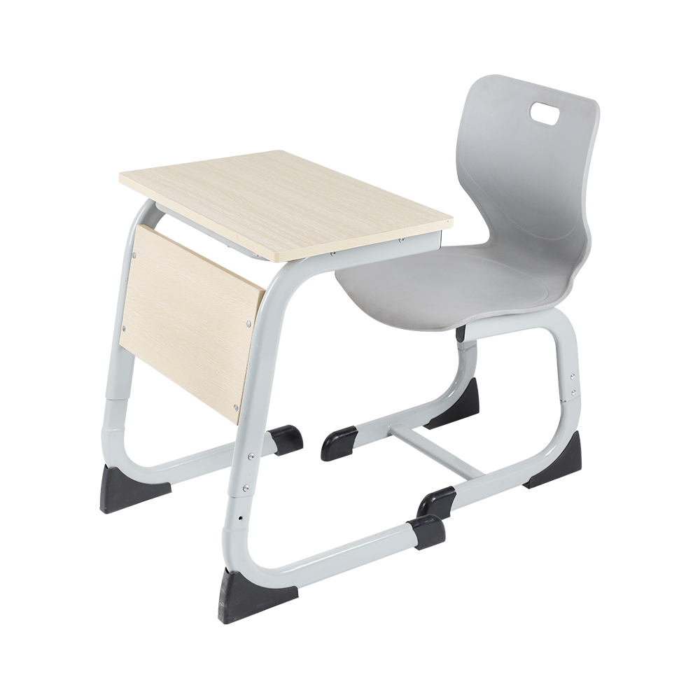 School Furniture Kids Study Desk With Stain-Resistant Surface and Steel Frame Matched Integrated Chair Surface Design