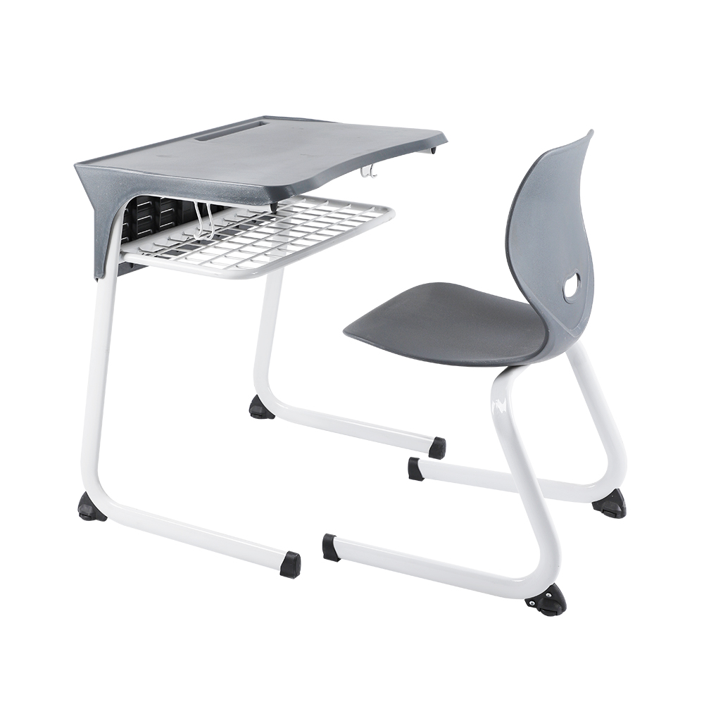 Factory Direct Sales School Desk with Curved Frame & Storage Shelf Matched Reinforced Tube Frame